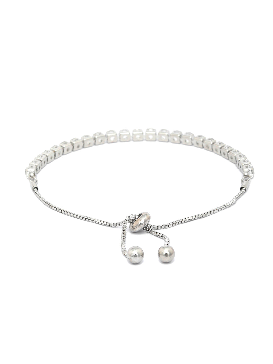 American Diamond Silver Plated Cubic Link Bracelet