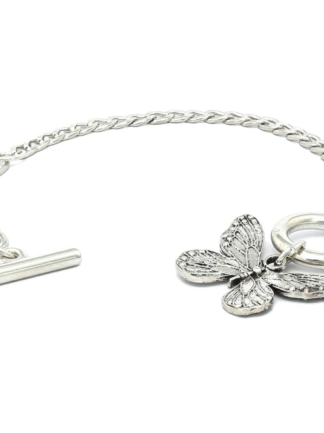 Contemporary Silver Plated Butterfly Link Bracelet
