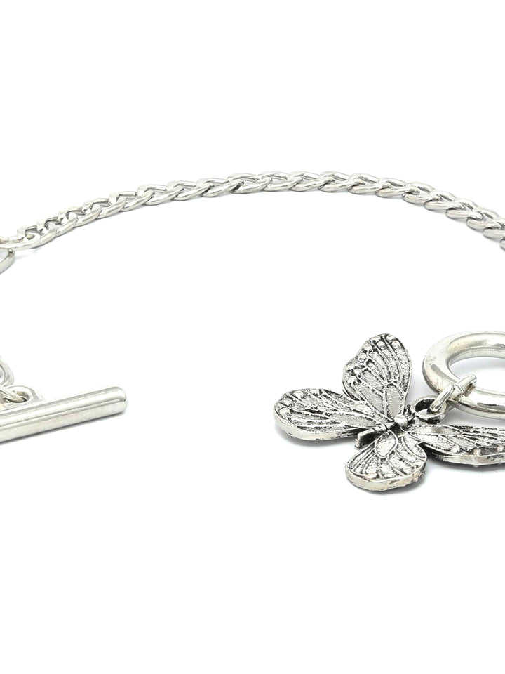 Contemporary Silver Plated Butterfly Link Bracelet