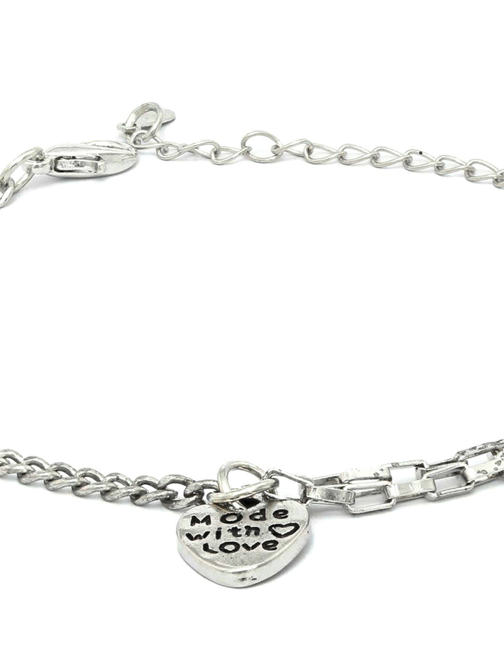 Contemporary Silver Plated Heart Link Bracelet