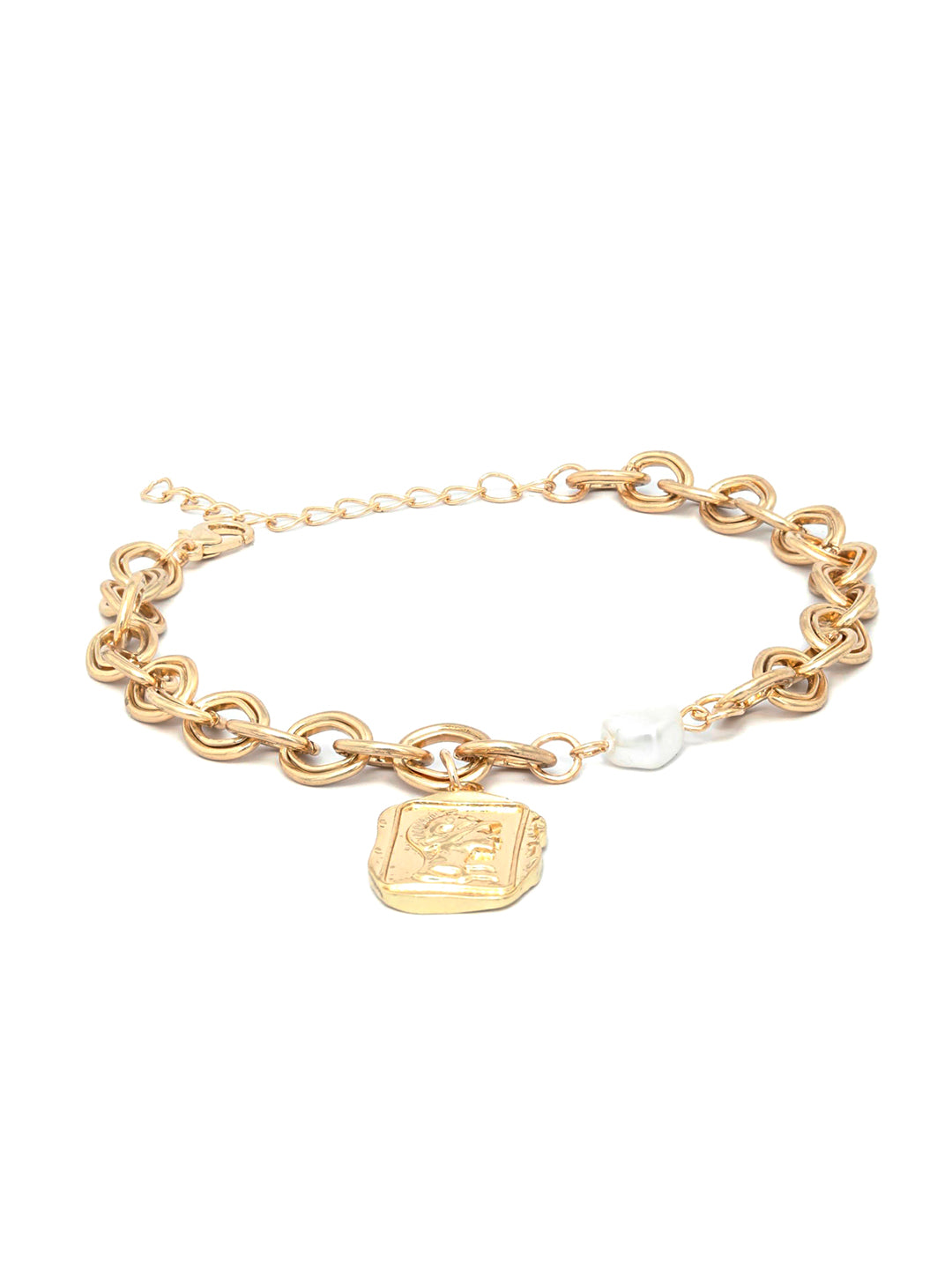 Pearls Gold Plated Link Bracelet