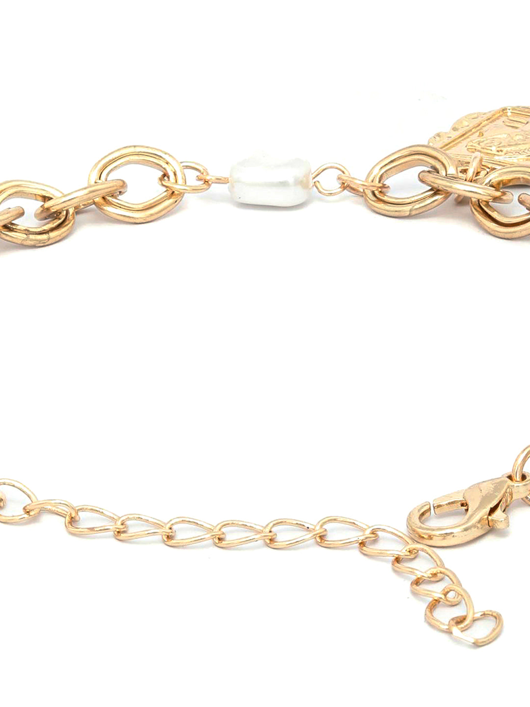 Pearls Gold Plated Link Bracelet