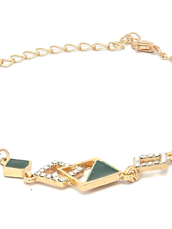 Green Gold Plated Geometric Link Bracelet