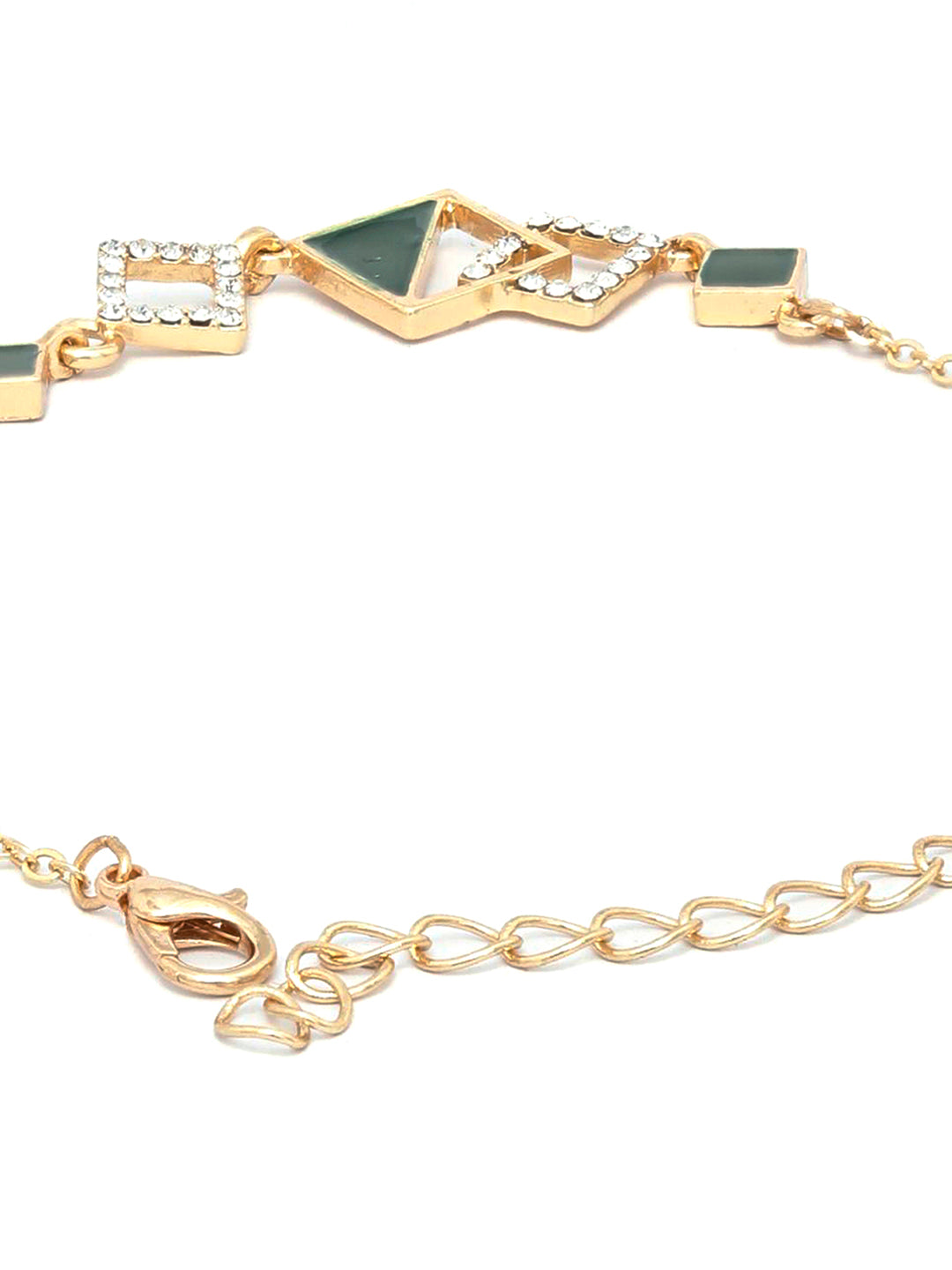 Green Gold Plated Geometric Link Bracelet