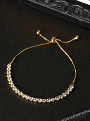 American Diamond Gold Plated Link Bracelet