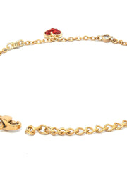 Red Stones Gold Plated Heart Link Bracelet