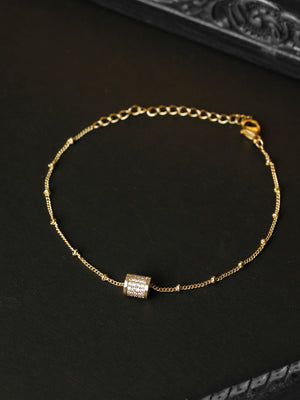 American Diamond Gold Plated Spherical Link Bracelet