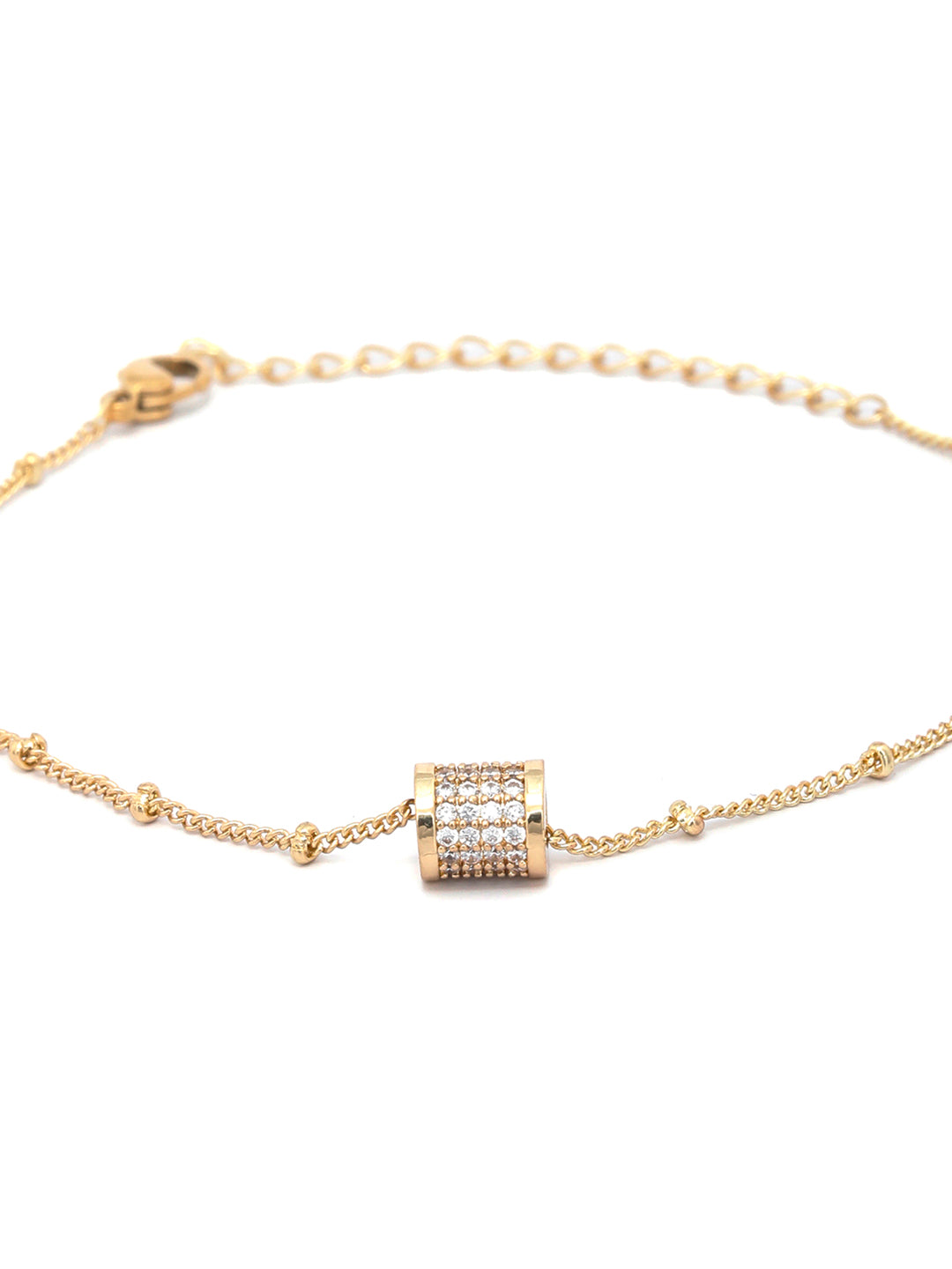 American Diamond Gold Plated Spherical Link Bracelet