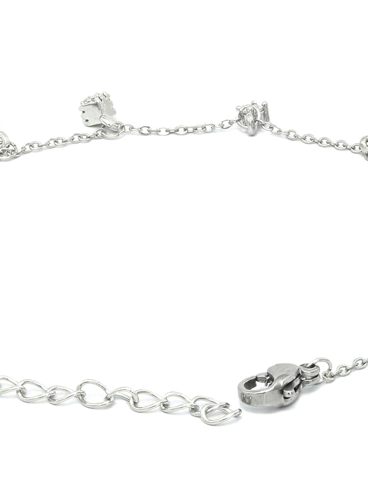 American Diamond Silver Plated  Square Box Link Bracelet