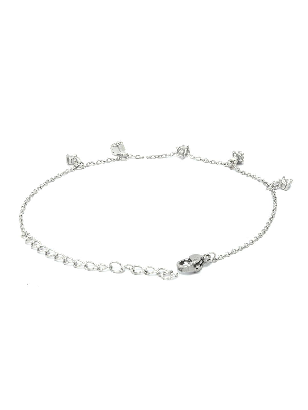 American Diamond Silver Plated  Square Box Link Bracelet