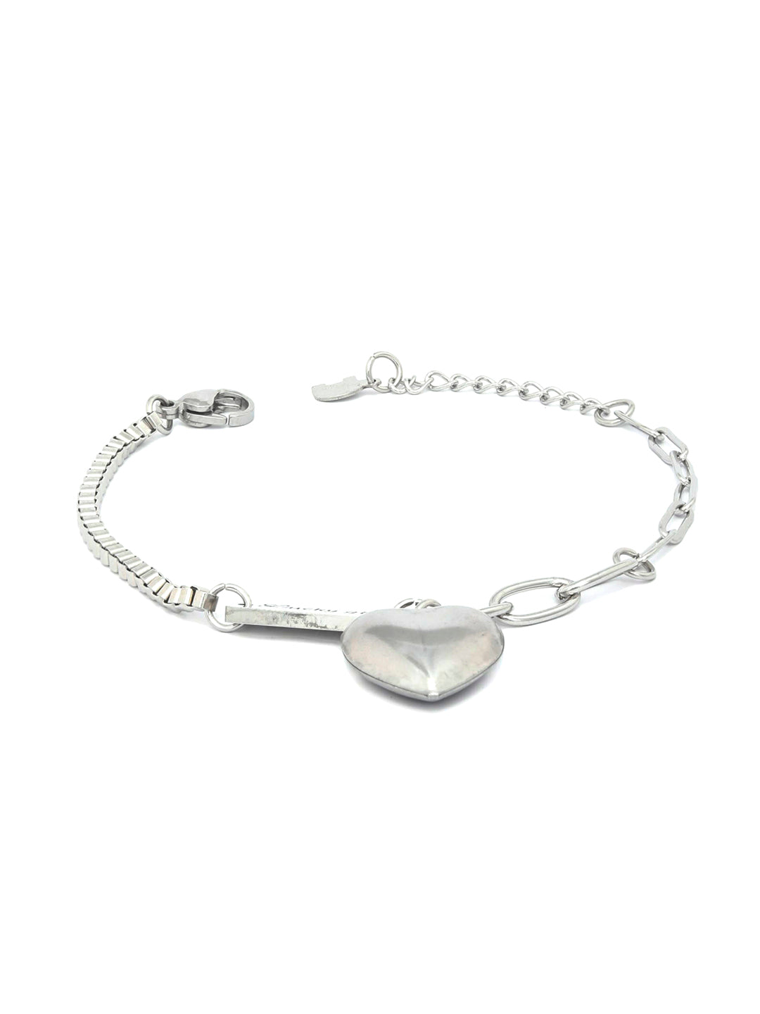 Charmer-Silver Plated Heart Link Bracelet