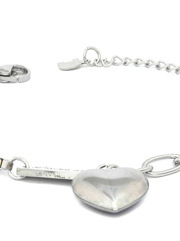 Charmer-Silver Plated Heart Link Bracelet