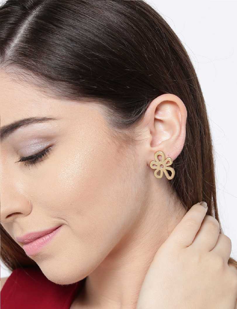 Daily Wear Gold And Silver Colour Stud Earrings Combo Of 3