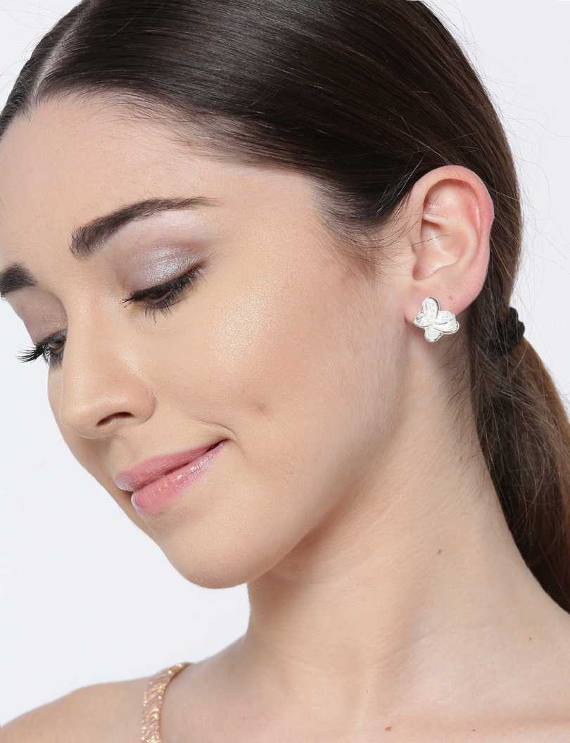 Daily Wear Gold And Silver Colour Stud Earrings Combo Of 3