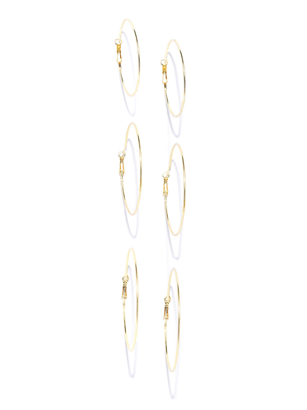 Designer Gold Plated Combo Of Three Pairs Hoop Earrings For Women And Girls