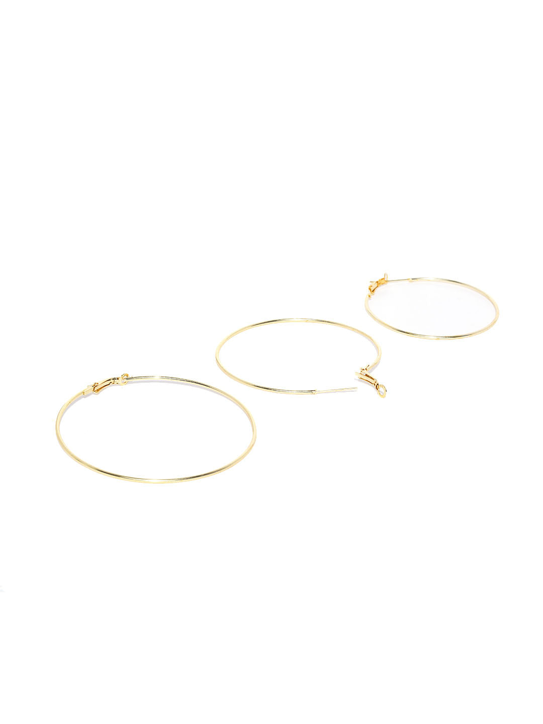 Designer Gold Plated Combo Of Three Pairs Hoop Earrings For Women And Girls