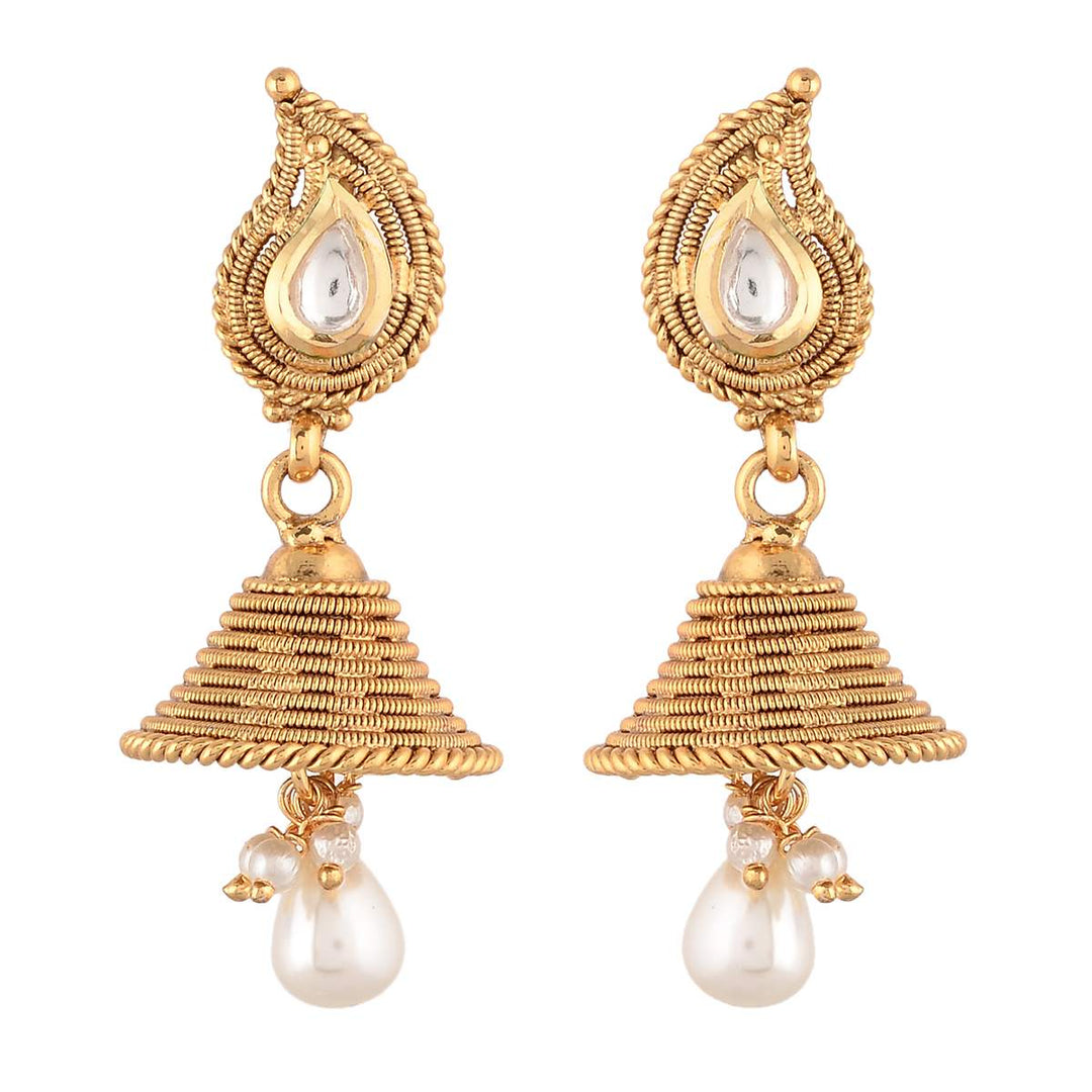 Ethnic Bell Shaped Gold Plated Earrings