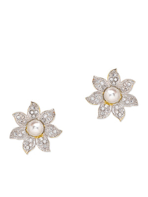 Floral American Diamond Stud Earrings