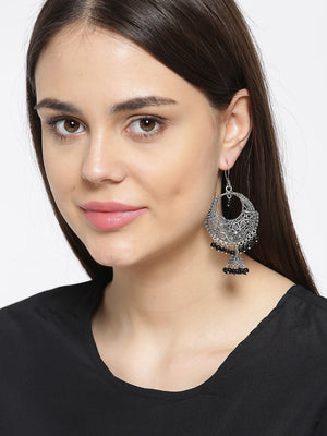 Black Oxidised Silver Plated Jhumka Earring
