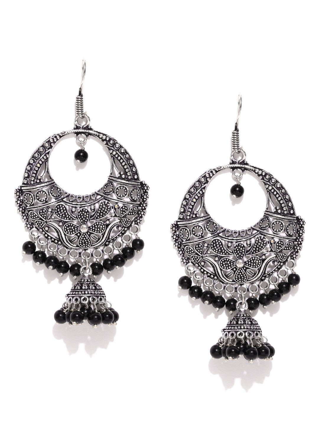 Black Oxidised Silver Plated Jhumka Earring