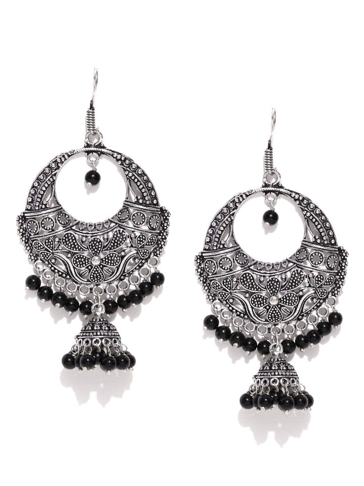 Black Oxidised Silver Plated Jhumka Earring