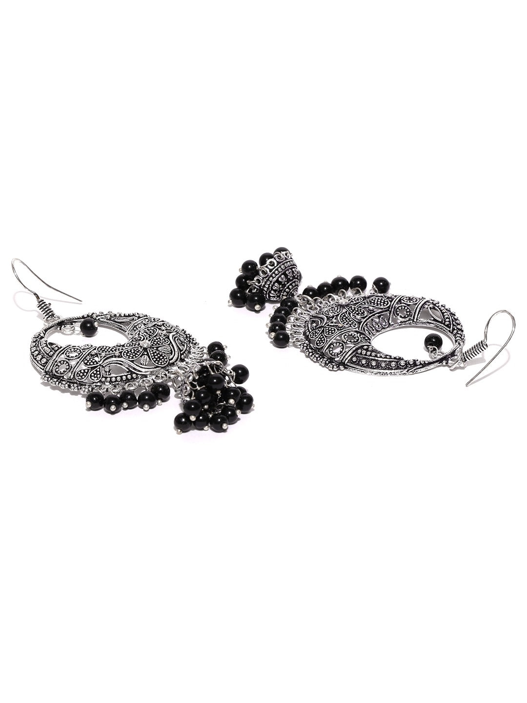 Black Oxidised Silver Plated Jhumka Earring