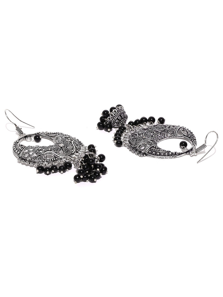 Black Oxidised Silver Plated Jhumka Earring