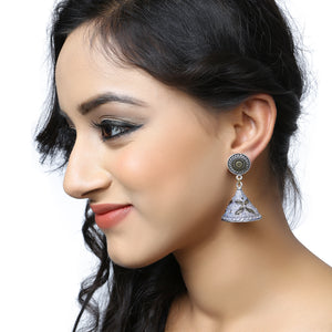 German Silver Double Tone Jhumki/Earrings For Womens & Girls