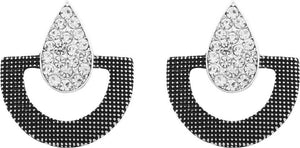 White & Black Plated Stud Party Wear Or Daily Wear Earrings For Girls & Women