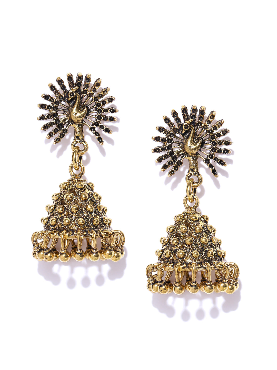 Dancing Peacock Gold Plated Fancy Party Wear Jhumki Earrings For Women And Girls