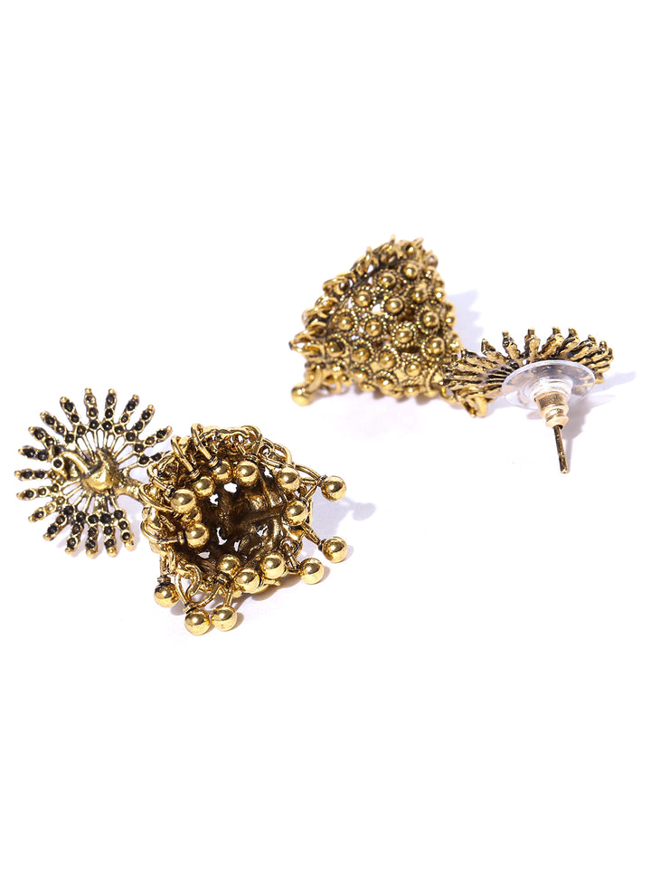 Dancing Peacock Gold Plated Fancy Party Wear Jhumki Earrings For Women And Girls