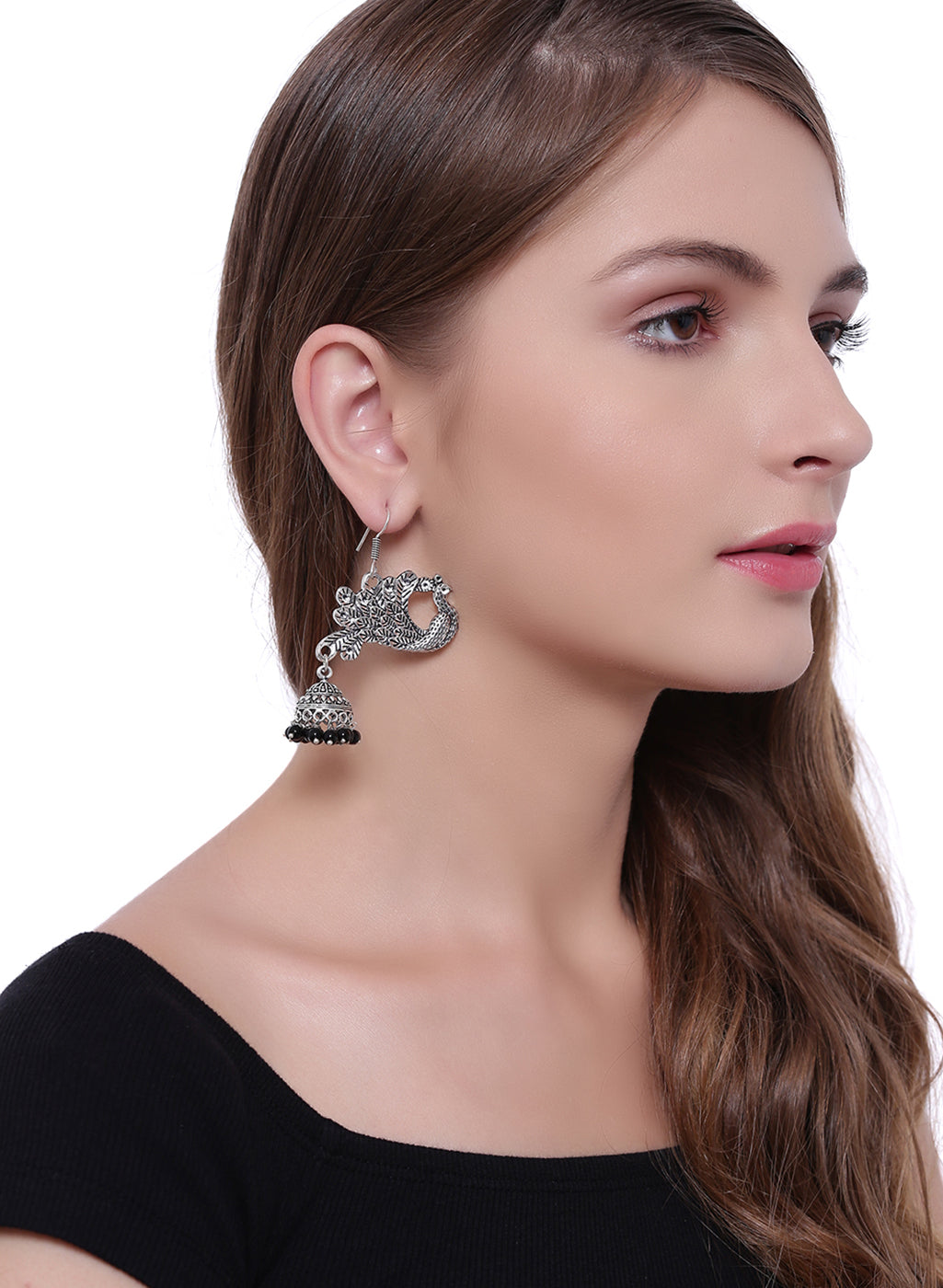 Peacock Inspired Oxidized German Silver Metal/German Silver Jhumki/Earring For Women Or Girl