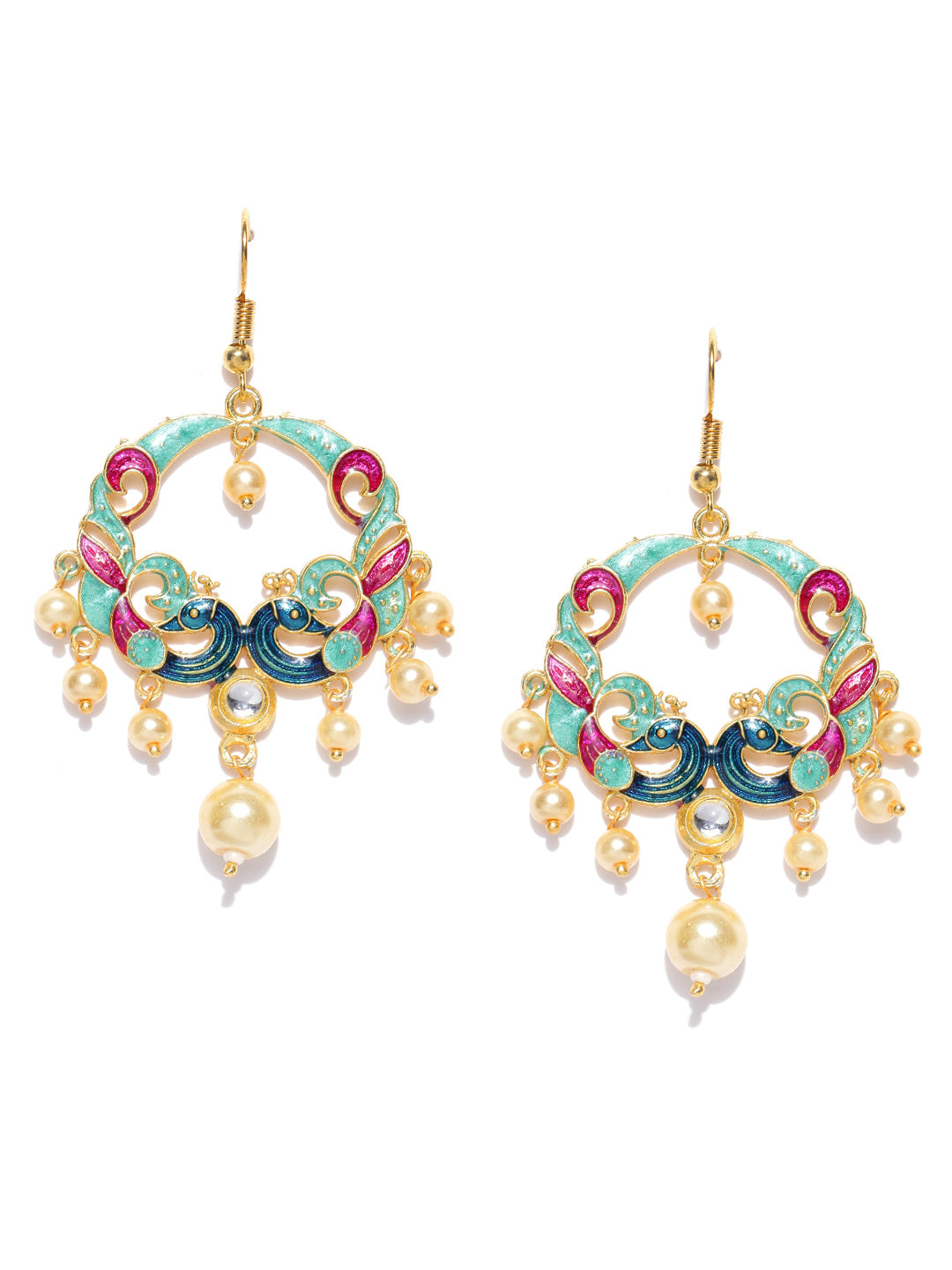 Peacock Inspired Traditional Ethnic Gold Plated Meenakari Designer Earring For Girls & Women