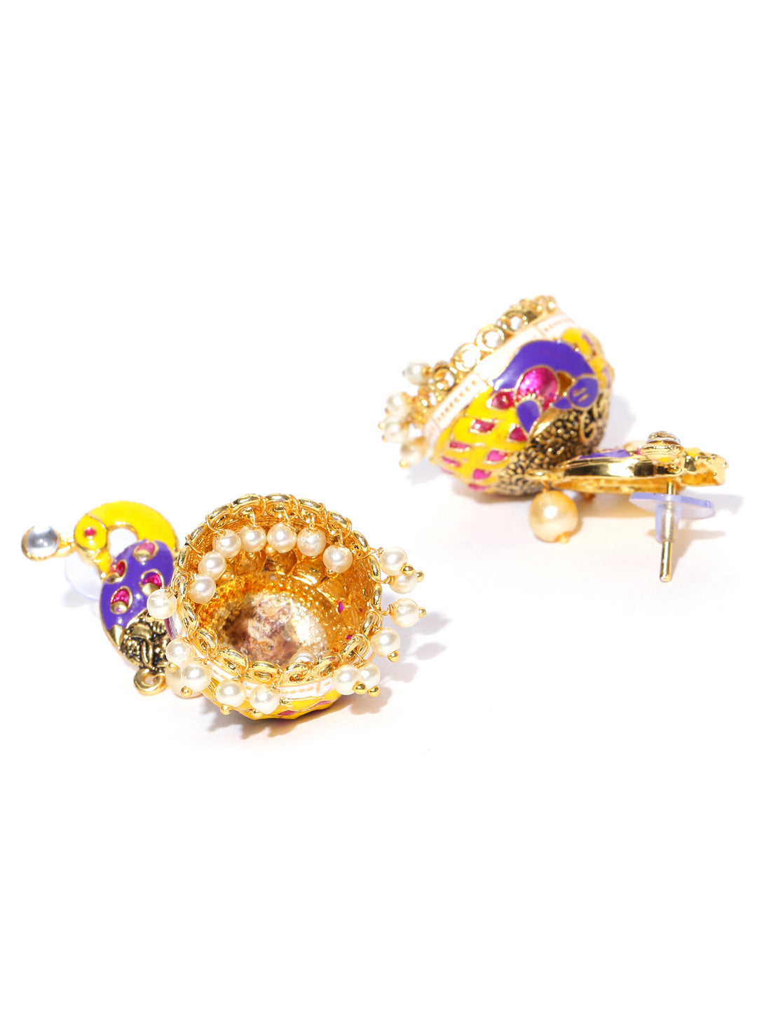 Peacock Inspired Multicolour Gold Plated Meenakari Designer Earring For Girls & Women