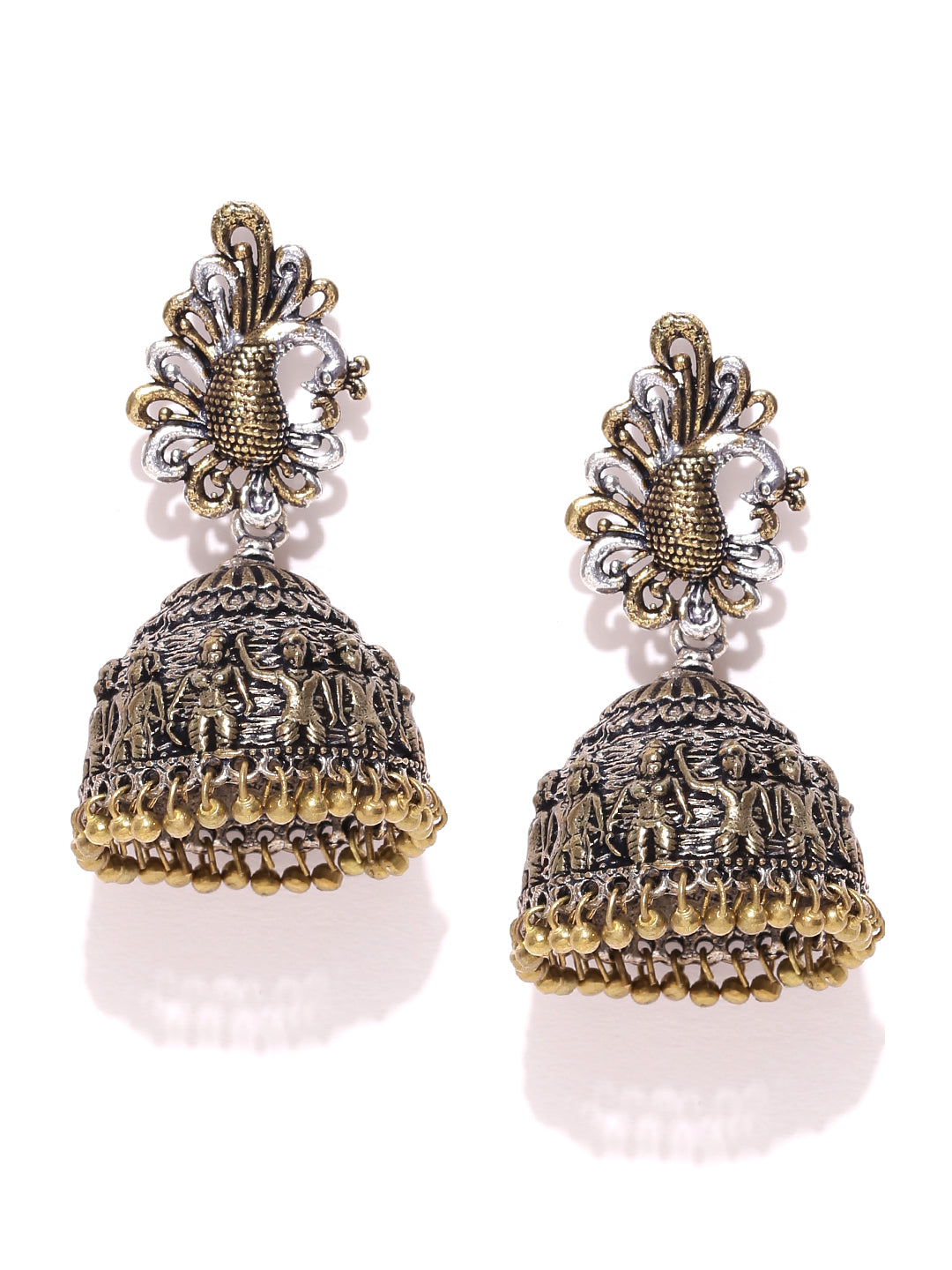 Peacock Inspired Gold Plated Earrings For Women