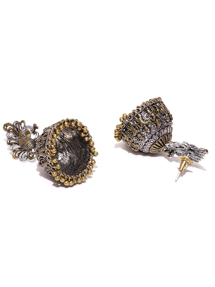 Peacock Inspired Gold Plated Earrings For Women