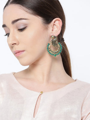 Peacock Inspired Brass Earrings
