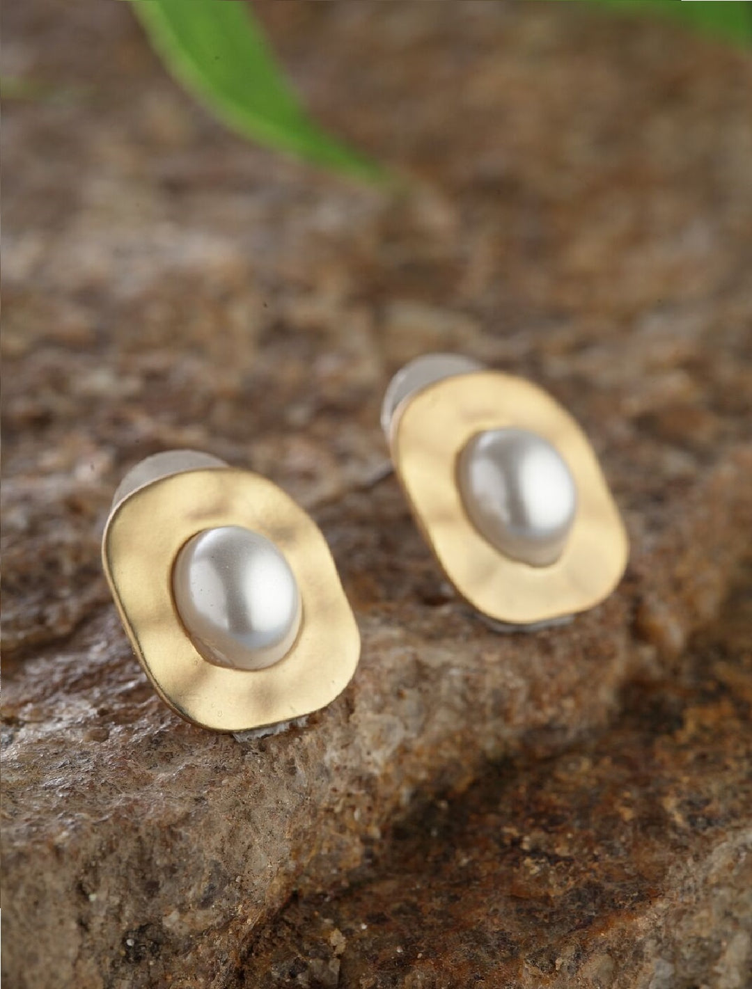 Gold-Plated Pearl Studded Stud Earrings