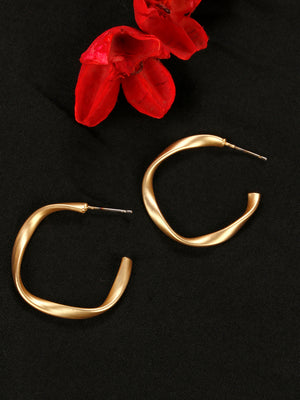 Mat Gold Polish Cool Hoop Bali Earrings For Girls & Women