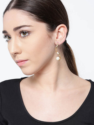 Gold Plated Pearl Dangler Drop Earrings For Girls & Women