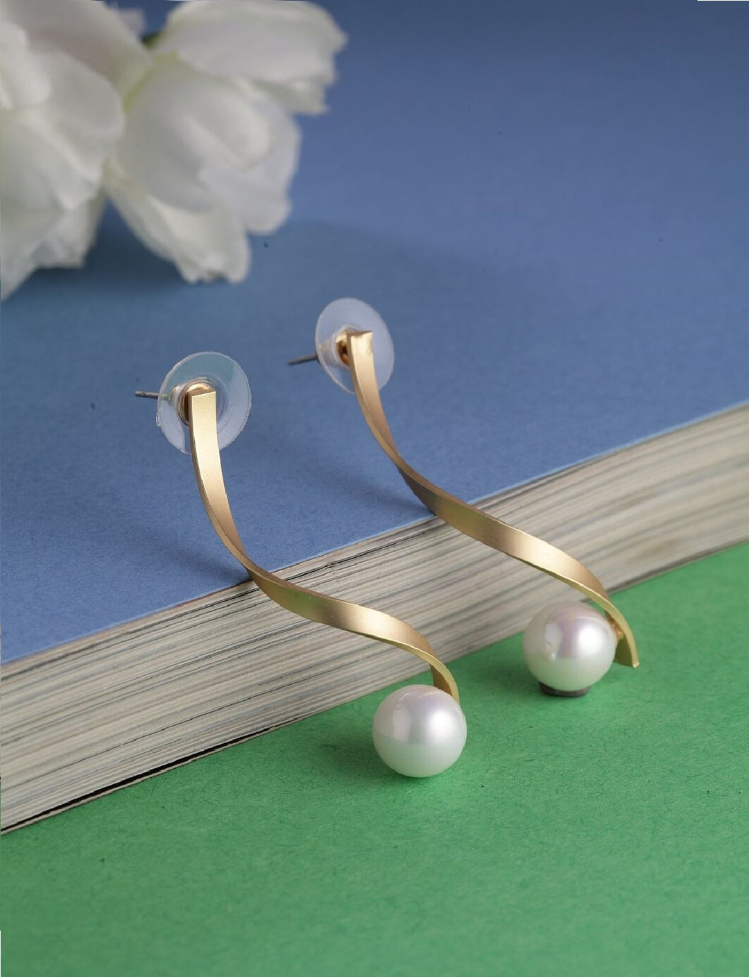 Gold Plated Pearl Dangler Drop Earrings For Girls & Women