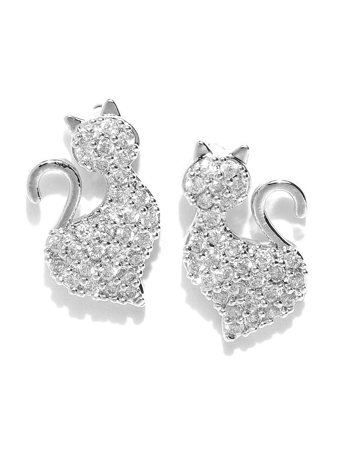 Silver Plated Peacock Inspired Stud Earrings For Girls & Women