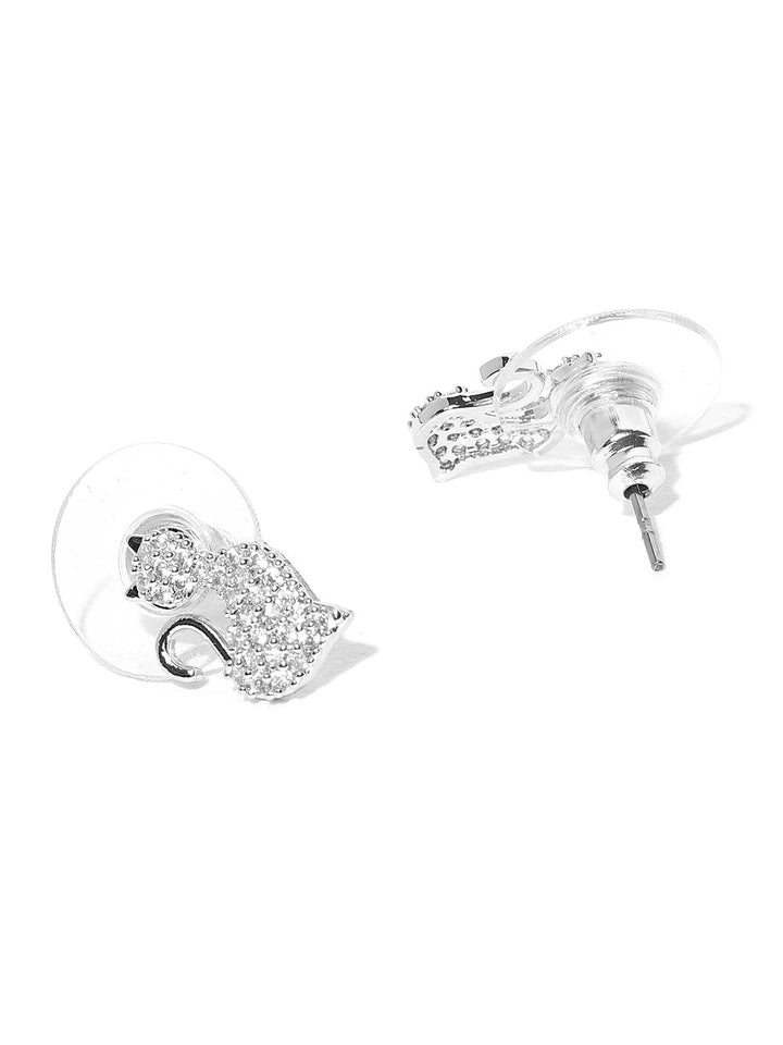 Silver Plated Peacock Inspired Stud Earrings For Girls & Women