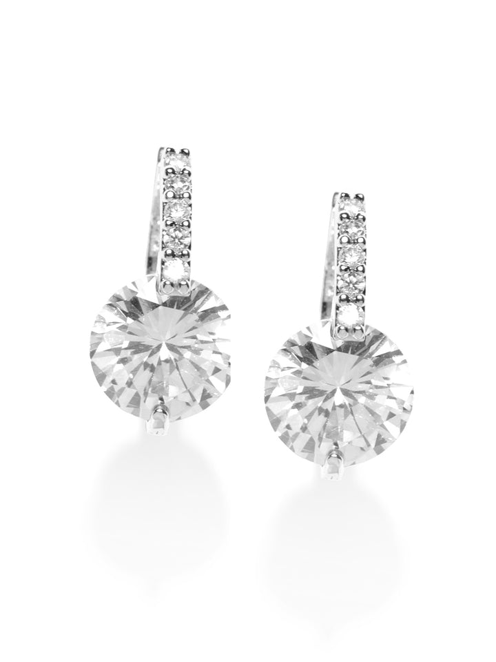 Silver-Plated Cubic Zirconia Studded Stud Earrings
