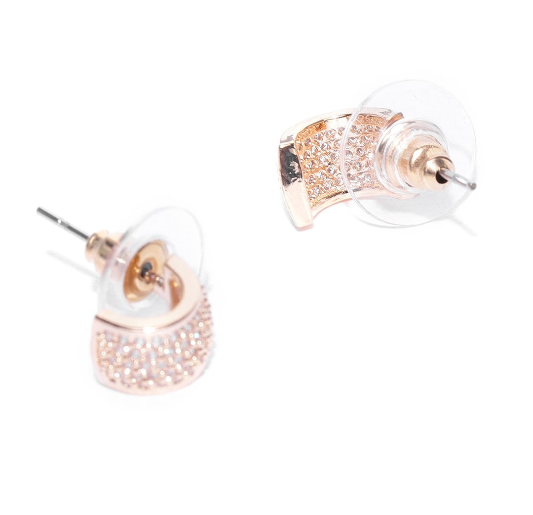 Rose Gold-Plated Cubic Zirconia Studded Stud Earrings