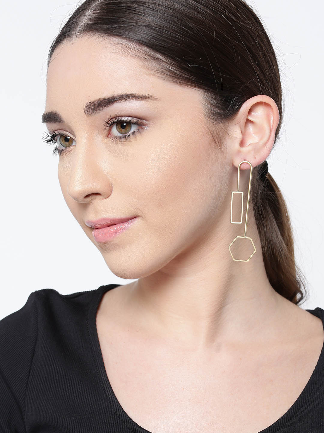 Gold Plated Earrings For Girls With Sterling Silver Pin @ Back