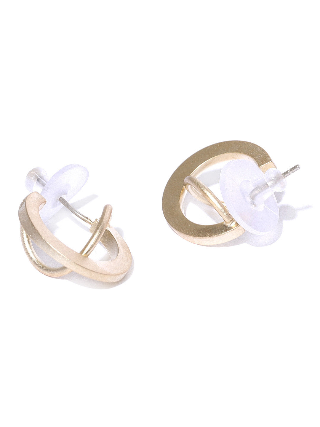 Mat Gold Finish Stud Earrings For Girls/Women With Sterling Silver Pin @ Back