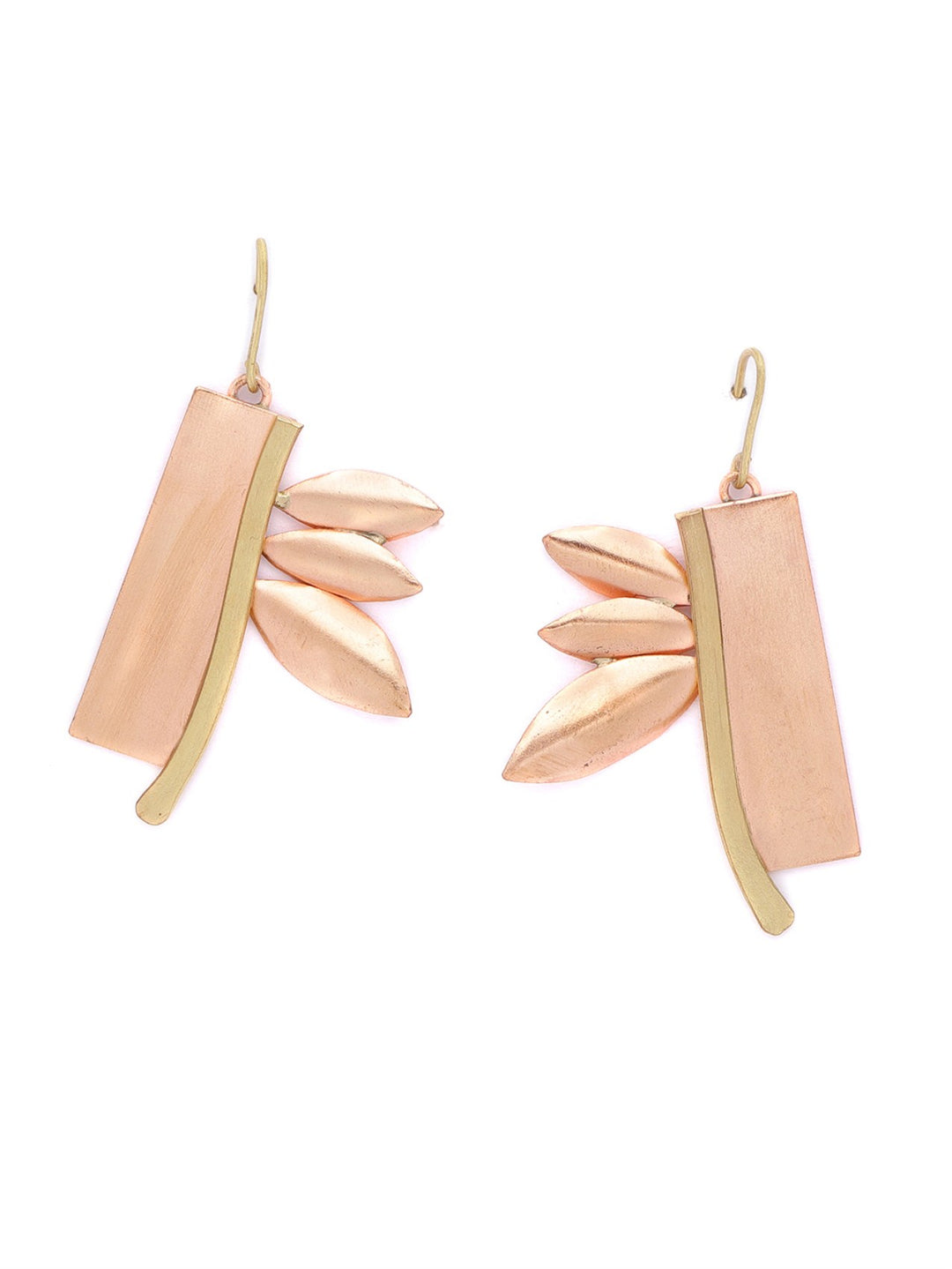 Stylish Gold And Rose Gold Leaf Shaped Drop Earring With Hook For Women And Girls