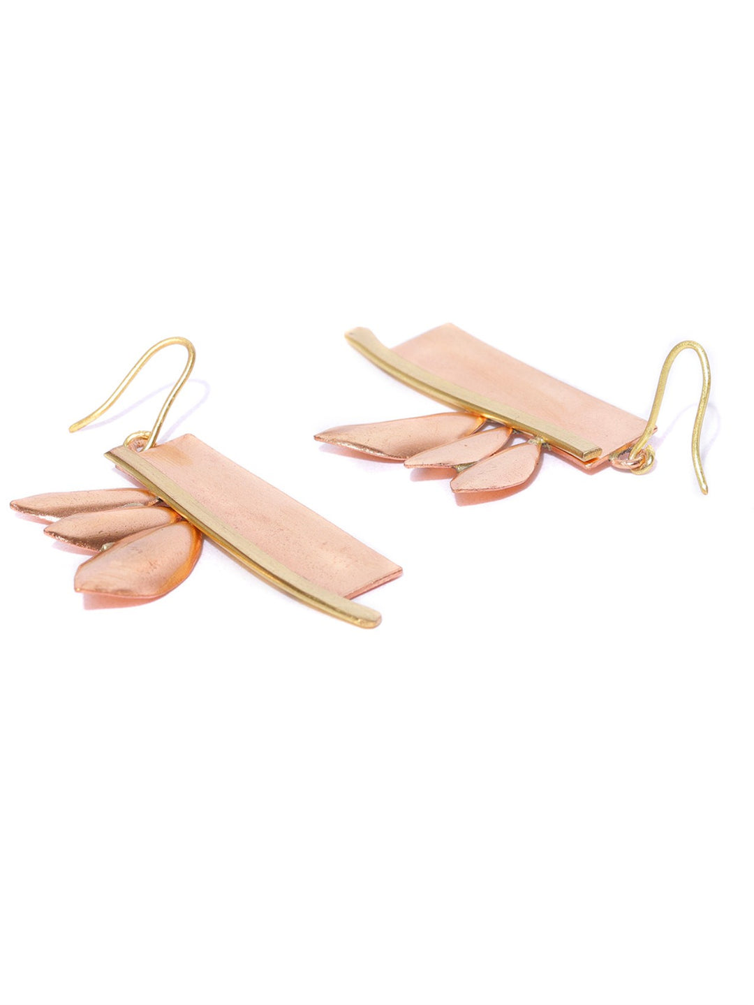 Stylish Gold And Rose Gold Leaf Shaped Drop Earring With Hook For Women And Girls
