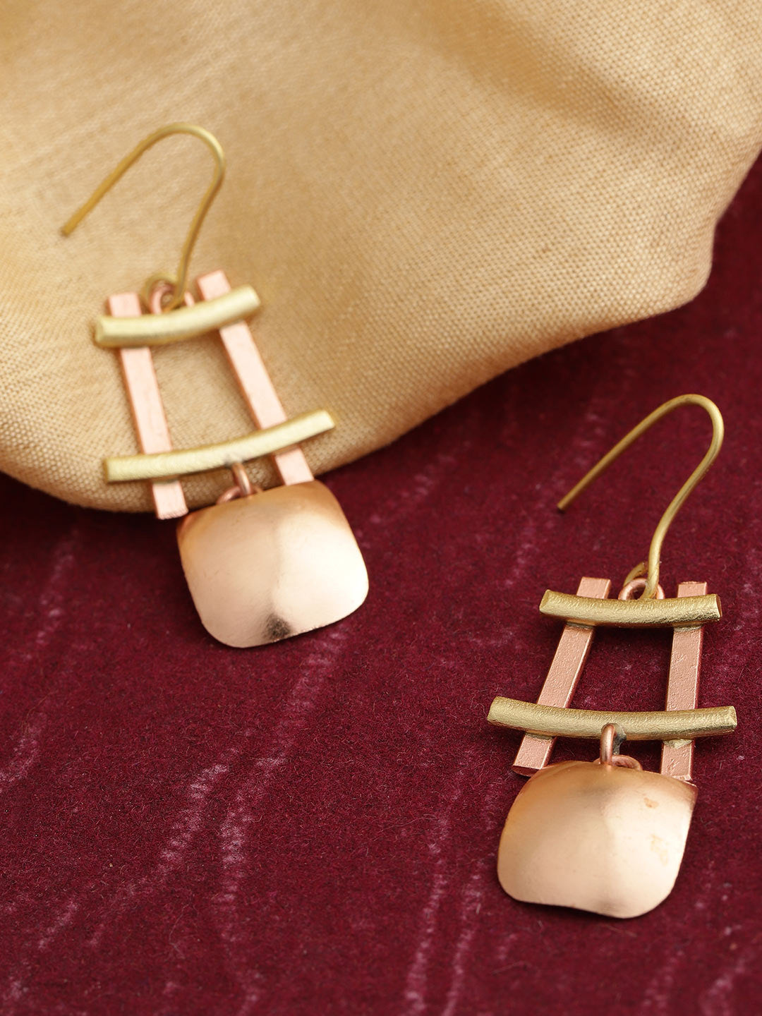 Exclusive Gold And Copper Drop Earrings For Women And Girls